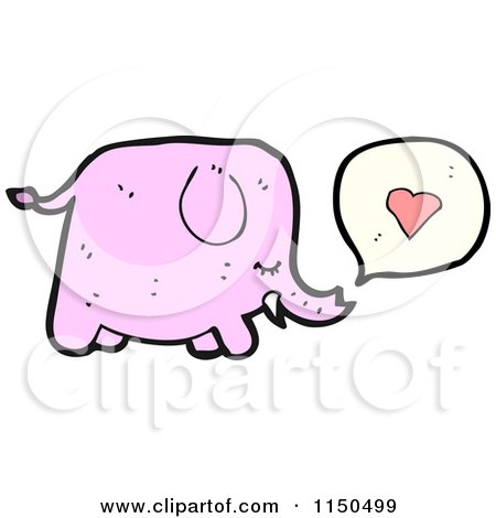 Cartoon of a Pink Elephant Thinking About Love - Royalty Free Vector Clipart by lineartestpilot