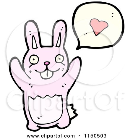 Cartoon of a Pink Rabbit Thinking About Love - Royalty Free Vector Clipart by lineartestpilot