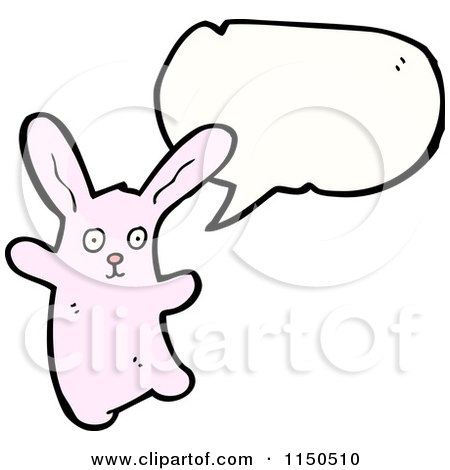 Cartoon of a Thinking Pink Rabbit - Royalty Free Vector Clipart by lineartestpilot