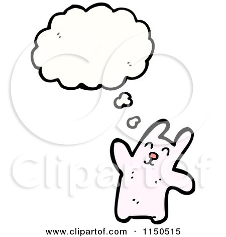 Cartoon of a Thinking Pink Rabbit - Royalty Free Vector Clipart by lineartestpilot