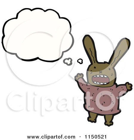 Cartoon of a Thinking Rabbit - Royalty Free Vector Clipart by lineartestpilot