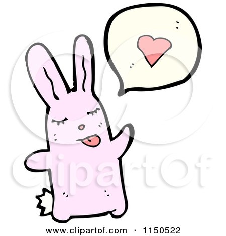 Cartoon of a Pink Rabbit Thinking About Love - Royalty Free Vector Clipart by lineartestpilot