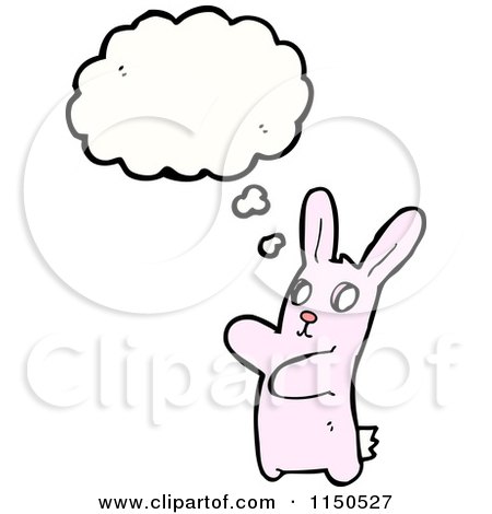 Cartoon of a Thinking Pink Rabbit - Royalty Free Vector Clipart by lineartestpilot