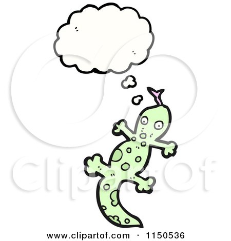 Cartoon of a Thinking Gecko - Royalty Free Vector Clipart by lineartestpilot