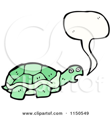 Cartoon of a Thinking Green Turtle - Royalty Free Vector Clipart by lineartestpilot