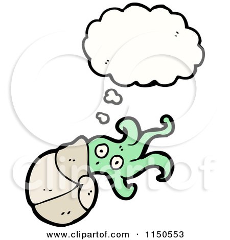 Cartoon of a Thinking Squid Nautilus - Royalty Free Vector Clipart by lineartestpilot
