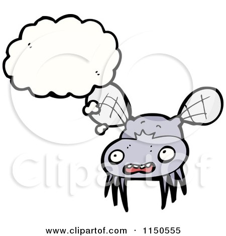 Cartoon of a Thinking Fly - Royalty Free Vector Clipart by lineartestpilot