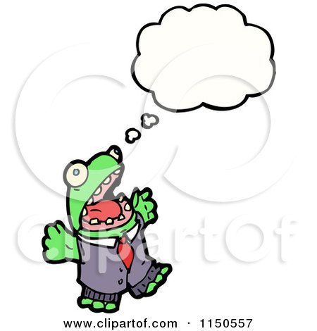 Cartoon of a Thinking Frog - Royalty Free Vector Clipart by lineartestpilot