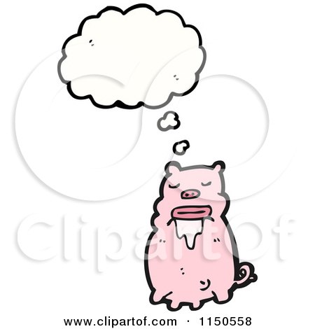 Cartoon of a Thinking Pig - Royalty Free Vector Clipart by lineartestpilot