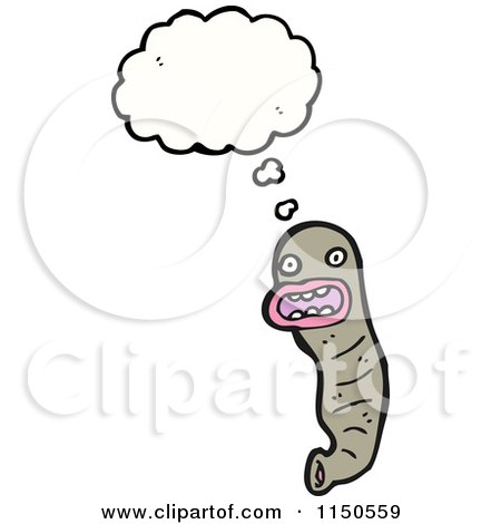 Cartoon of a Thinking Leech - Royalty Free Vector Clipart by lineartestpilot