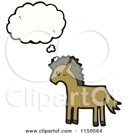 Cartoon of a Thinking Horse - Royalty Free Vector Clipart by lineartestpilot