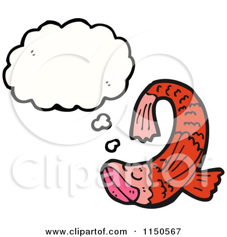 Cartoon of a Thinking Red Fish - Royalty Free Vector Clipart by lineartestpilot