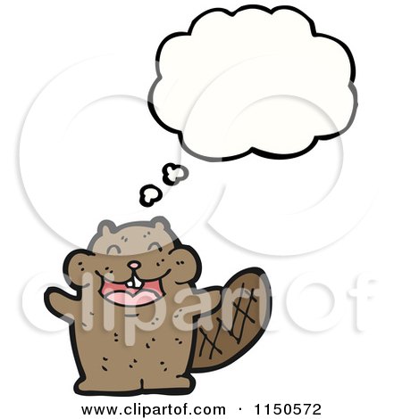Cartoon of a Thinking Beaver - Royalty Free Vector Clipart by lineartestpilot