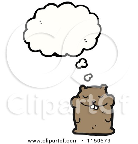 Cartoon of a Thinking Beaver - Royalty Free Vector Clipart by lineartestpilot