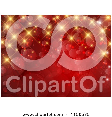 Red Christmas Background with Gold Bokeh Lights and Twinkles Posters, Art Prints