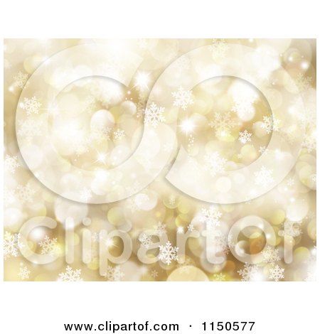 Clipart of a Gold Snowflake and Bokeh Light Background - Royalty Free Clipart by KJ Pargeter