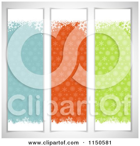 Clipart of Three Retro Christmas Snowflake Banners - Royalty Free Vector Clipart by KJ Pargeter