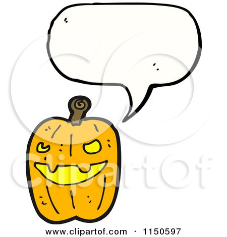 Cartoon of a Talking Halloween Pumpkin - Royalty Free Vector Clipart by lineartestpilot