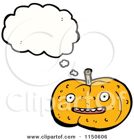 Cartoon of a Thinking Halloween Pumpkin - Royalty Free Vector Clipart by lineartestpilot