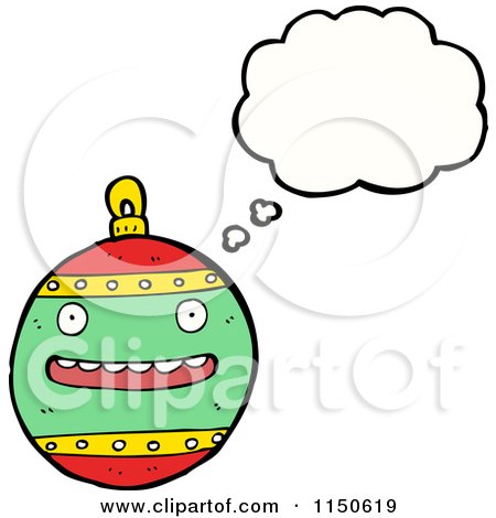 Cartoon of a Thinking Christmas Ornament Mascot - Royalty Free Vector Clipart by lineartestpilot