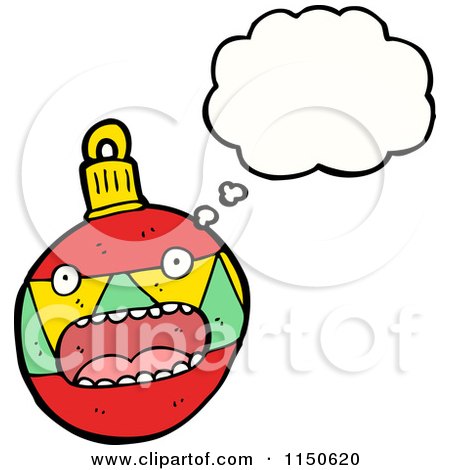Cartoon of a Thinking Christmas Ornament Mascot - Royalty Free Vector Clipart by lineartestpilot