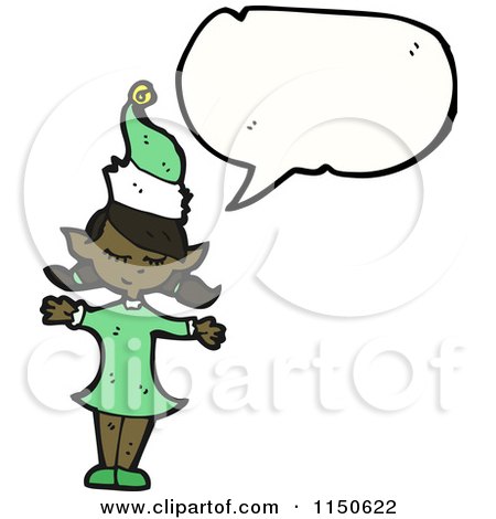 Cartoon of a Talking Christmas Elf - Royalty Free Vector Clipart by lineartestpilot