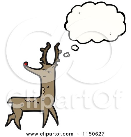 Cartoon of a Thinking Reindeer - Royalty Free Vector Clipart by lineartestpilot