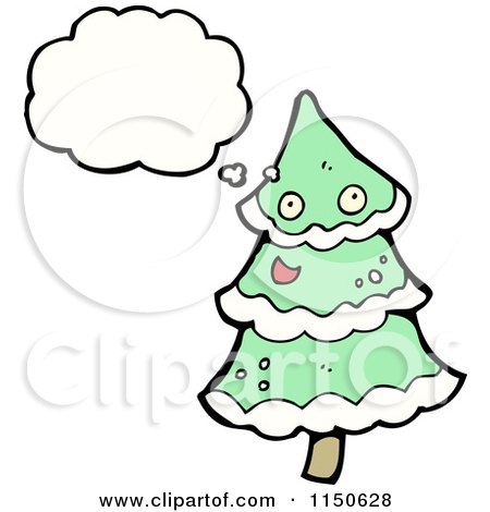 Cartoon of a Thinking Christmas Tree - Royalty Free Vector Clipart by lineartestpilot