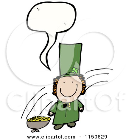 Cartoon of a Talking Leprechaun - Royalty Free Vector Clipart by lineartestpilot