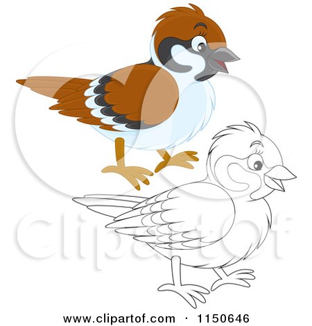 Cartoon of a Colored and Outlined Bird - Royalty Free Vector Clipart by Alex Bannykh