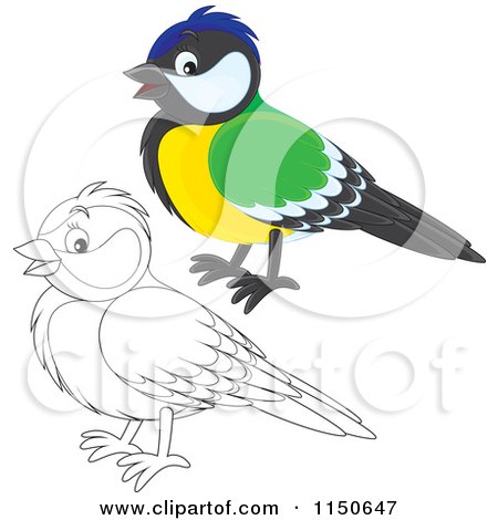 Cartoon of a Colored and Outlined Bird 2 - Royalty Free Vector Clipart by Alex Bannykh