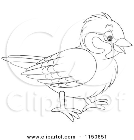 Cartoon of an Outlined Bird - Royalty Free Vector Clipart by Alex Bannykh