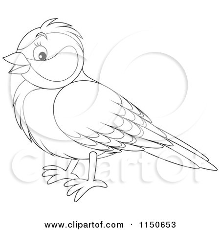 Cartoon of an Outlined Bird 2 - Royalty Free Vector Clipart by Alex Bannykh