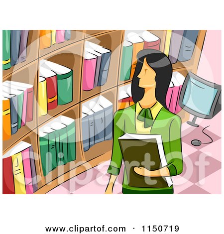 Cartoon of a Female Librarian - Royalty Free Vector Clipart by BNP Design Studio