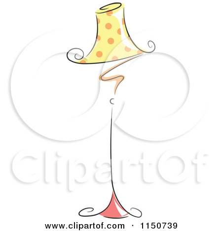 Cartoon of a Chic Floor Lamp with a Polka Dot Shade - Royalty Free Vector Clipart by BNP Design Studio