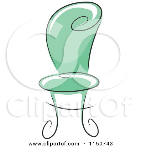 Cartoon of a Chic Green Chair - Royalty Free Vector Clipart by BNP Design Studio
