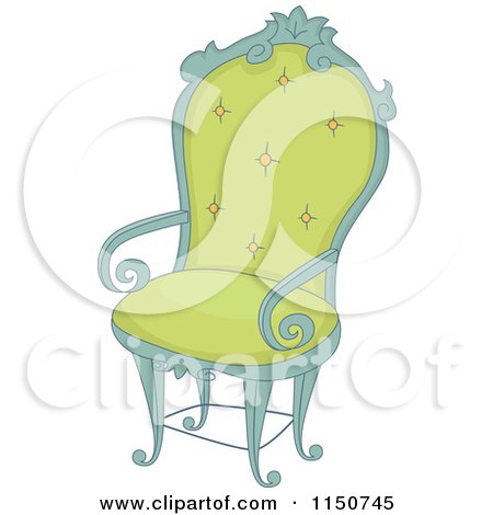 Cartoon of a Green Arm Chair - Royalty Free Vector Clipart by BNP Design Studio