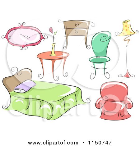 Cartoon of Household Furniture - Royalty Free Vector Clipart by BNP Design Studio