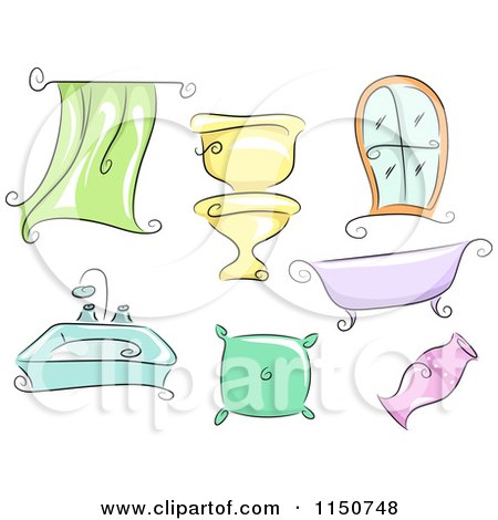 Cartoon of Household Accessories and Fixtures - Royalty Free Vector Clipart by BNP Design Studio