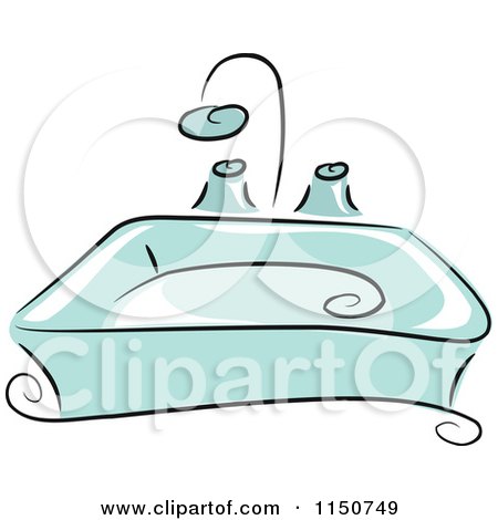Cartoon of a Blue Bathroom Sink - Royalty Free Vector Clipart by BNP Design Studio