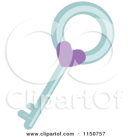 Cartoon of a Skeleton Key with a Heart - Royalty Free Vector Clipart by BNP Design Studio