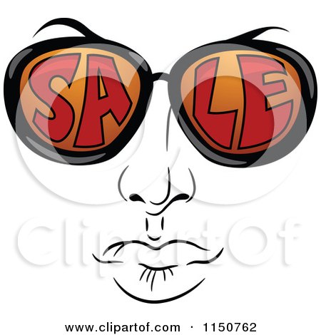 Cartoon of a Face with Sale Glasses - Royalty Free Vector Clipart by BNP Design Studio