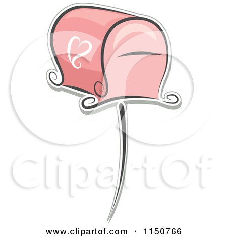 Cartoon of a Pink Mailbox with a Heart - Royalty Free Vector Clipart by BNP Design Studio