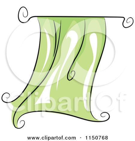 Cartoon of a Flapping Green Curtain - Royalty Free Vector Clipart by BNP Design Studio