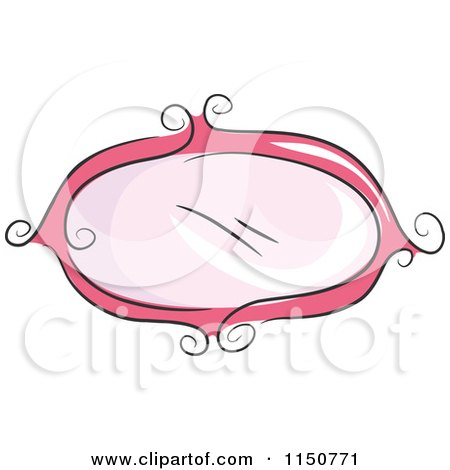 Cartoon of a Feminine Pink Oval Mirror - Royalty Free Vector Clipart by BNP Design Studio
