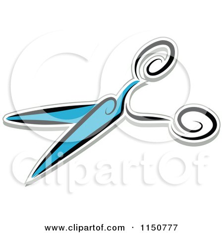 Cartoon of a Pair of Blue Scissors - Royalty Free Vector Clipart by BNP Design Studio
