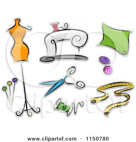 Cartoon of Dressmaking Icons - Royalty Free Vector Clipart by BNP Design Studio