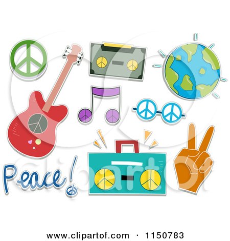 Cartoon of Peace and Music Items - Royalty Free Vector Clipart by BNP Design Studio