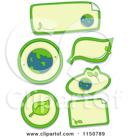Cartoon of Ecology Sticker Design Elements - Royalty Free Vector Clipart by BNP Design Studio