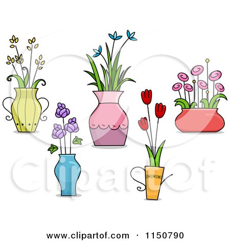 Cartoon of Flower Pot and Vase Design Elements - Royalty Free Vector Clipart by BNP Design Studio